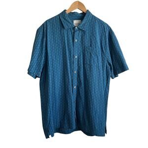 Tommy Bahama Mens Shirt XL Teal Pattern Button‎ Up Preppy Classic Office Travel